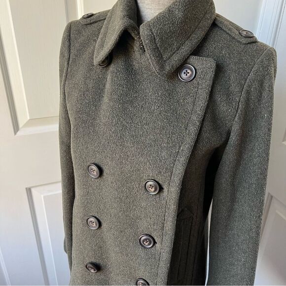 Vintage J.Crew Wool Olive Green Peacoat Medium - Picture 2 of 4